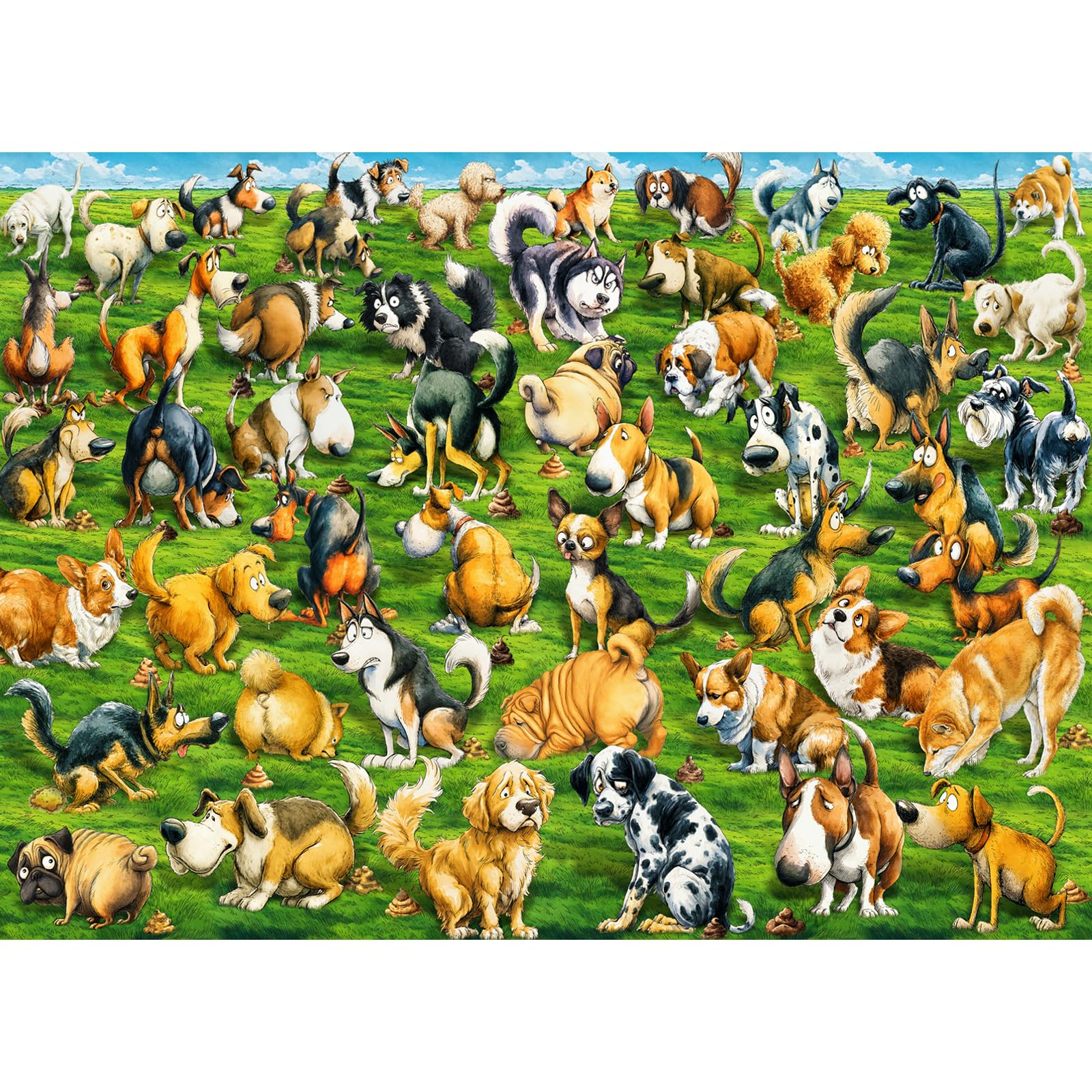 HUADADA 1000 Piece Jigsaw Puzzle for Adults-Fun Family Interactive Game, for Men & Women Puzzles Theme:Silly Dog Chaos — image 1