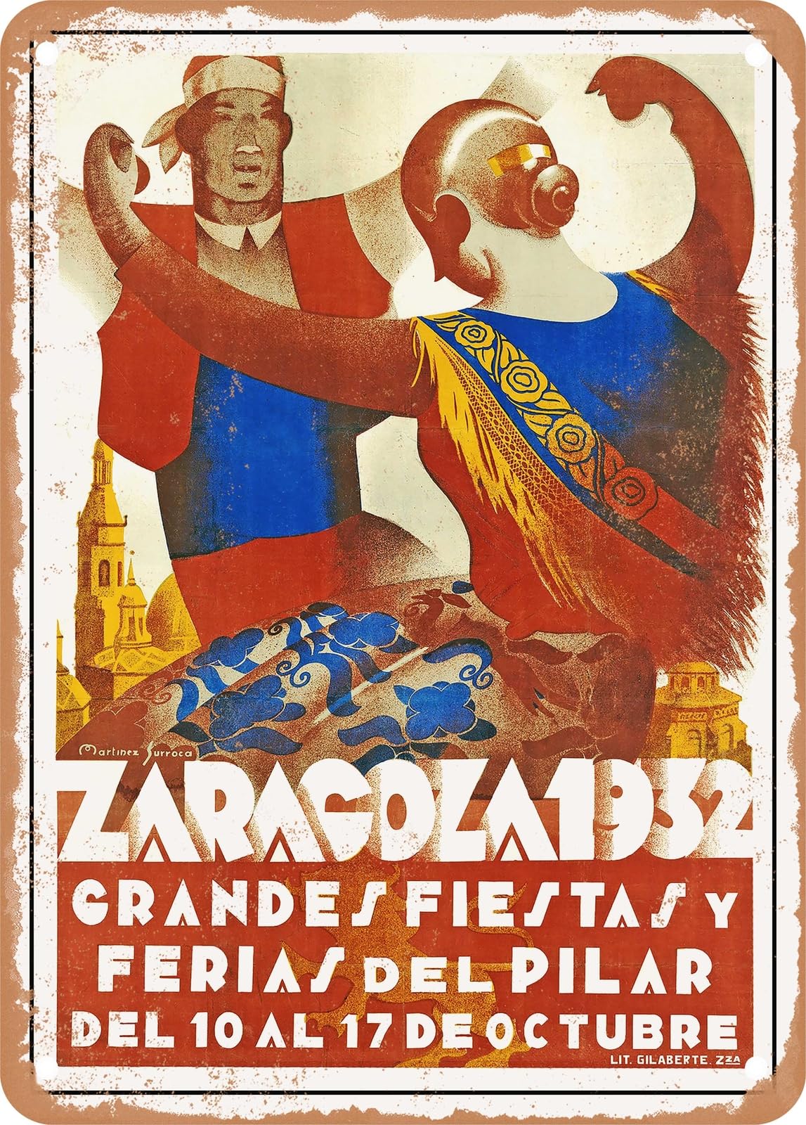 Miaomansenstore Metal Sign - 1932 Zaragoza Great Festivals And Fairs Of Pilar Vintage Ad Home Decor