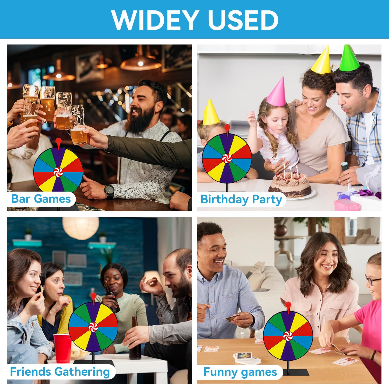 Koło szczęścia 8", 10 slotów, małe koło szczęścia do obracania | Koło szczęścia na stół ze zdejmowaną podstawką, Wheel of Fortune z markerem do promocji, rabatów i przyborów edukacyjnych