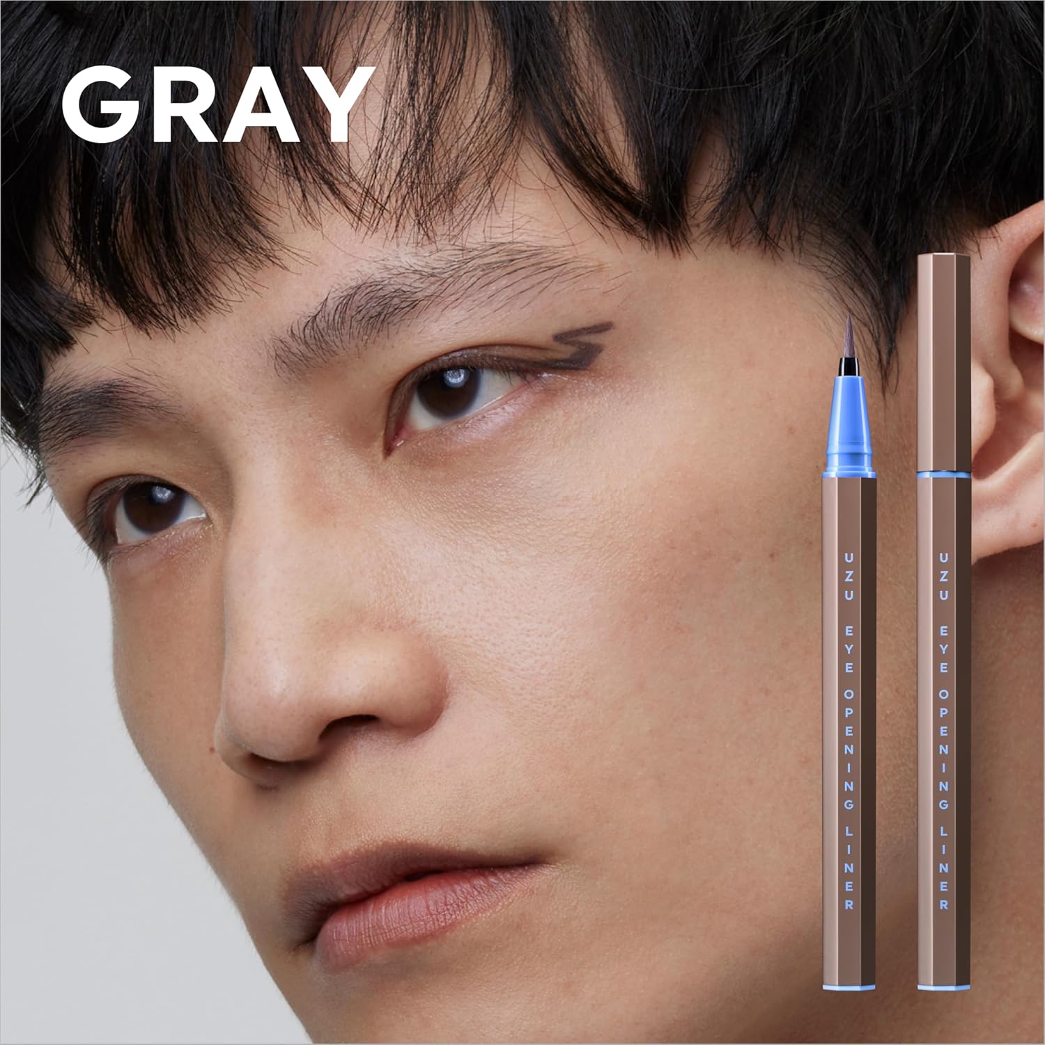 Жидкая подводка для глаз UZU Eye Opening Liner [серая] Не содержит спирта, красителей, гипоаллергенна, не смывается горячей водой., фото 3