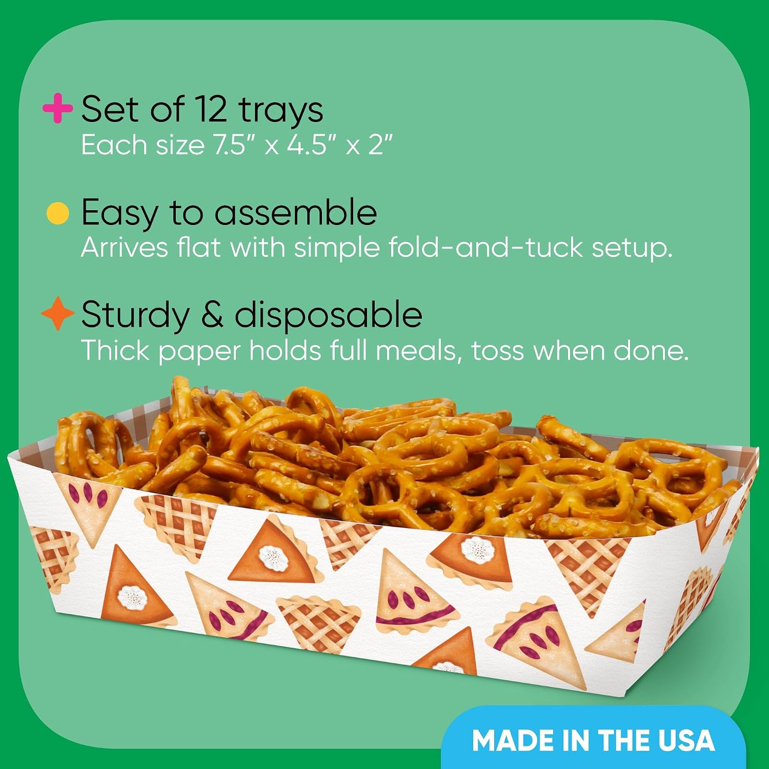 Holiday Pie Themed Thanksgiving or Fall Party Paper Food Trays - 12 Ct image 3