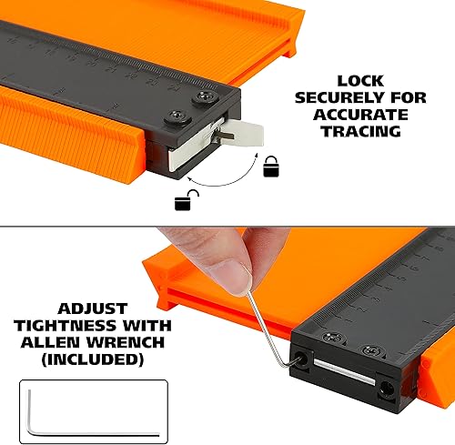 Miniatura 10 de GreatNeck 74592 - Juego de medidores de contorno, paquete de contorno de 5 y 10 pulgadas, medidor de duplicación de contorno con bloqueo,