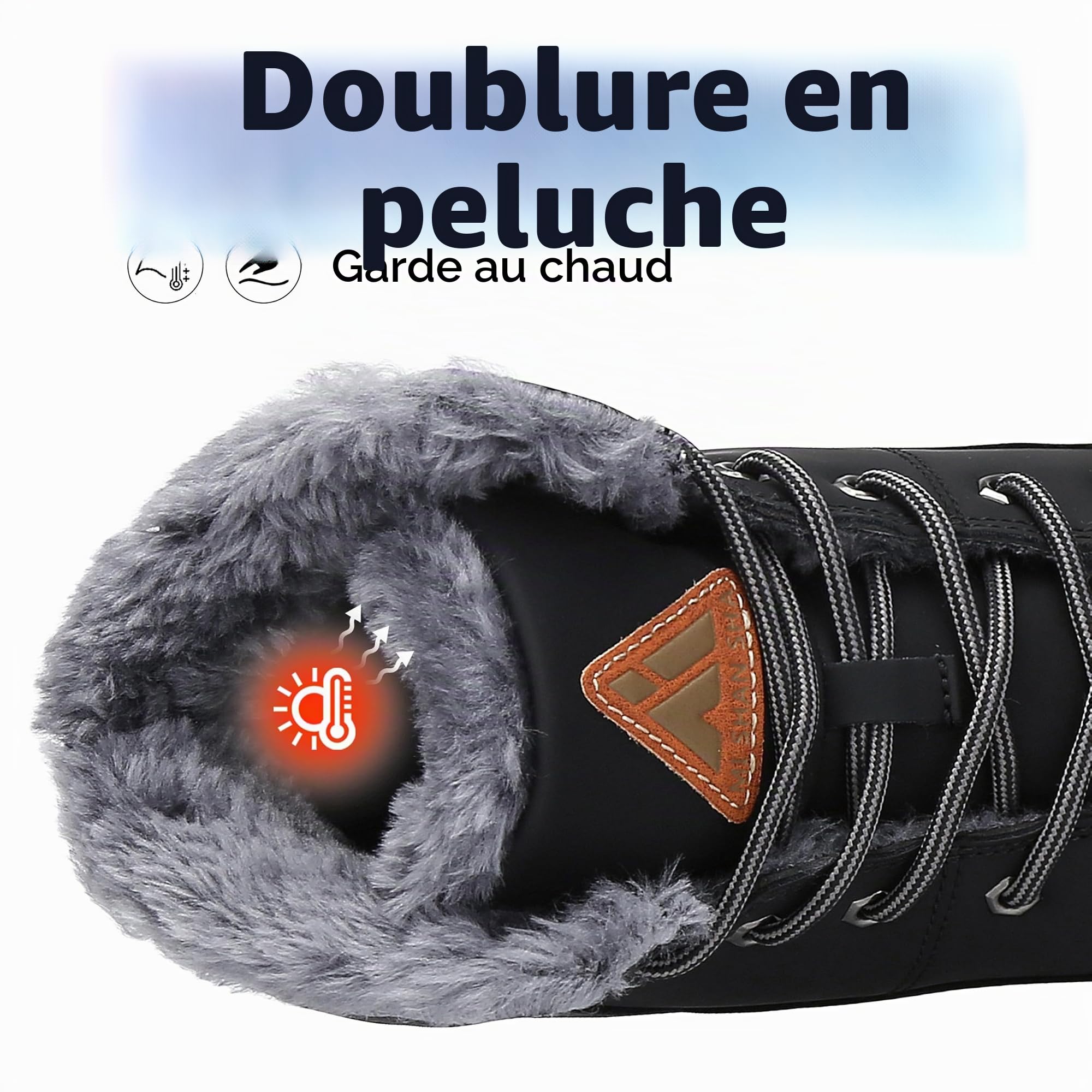 Mishansha Hiver Chaussures Chaudes Bottes de Neige Fourrure 36-48 EU | Femme Bottes, Randonnée, Homme Chaussures, Chaudes, Antidérapante, Neige, Marche