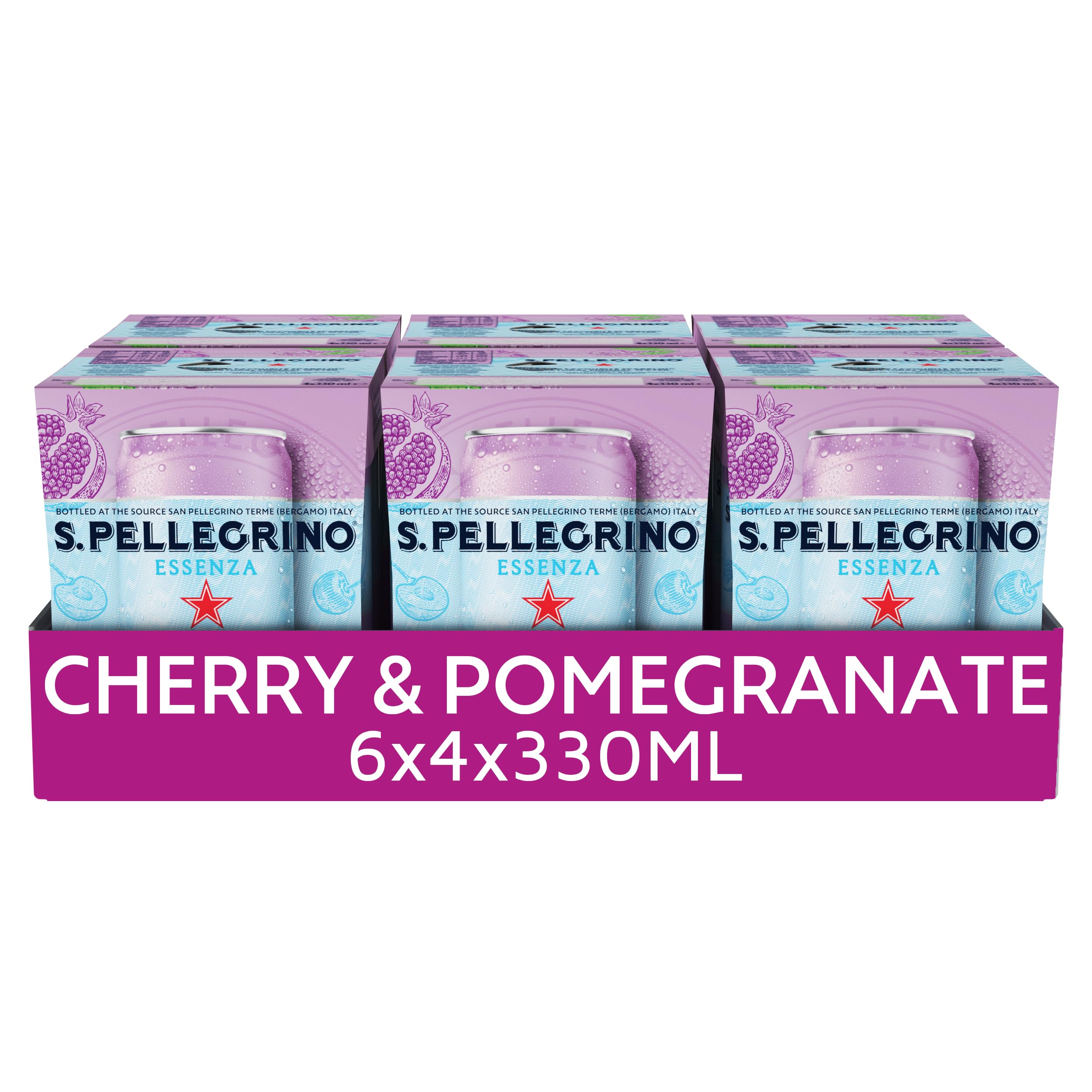 San Pellegrino Essenza Sparkling Water Cherry & Pomegranate Lightly Flavoured 24x330ml