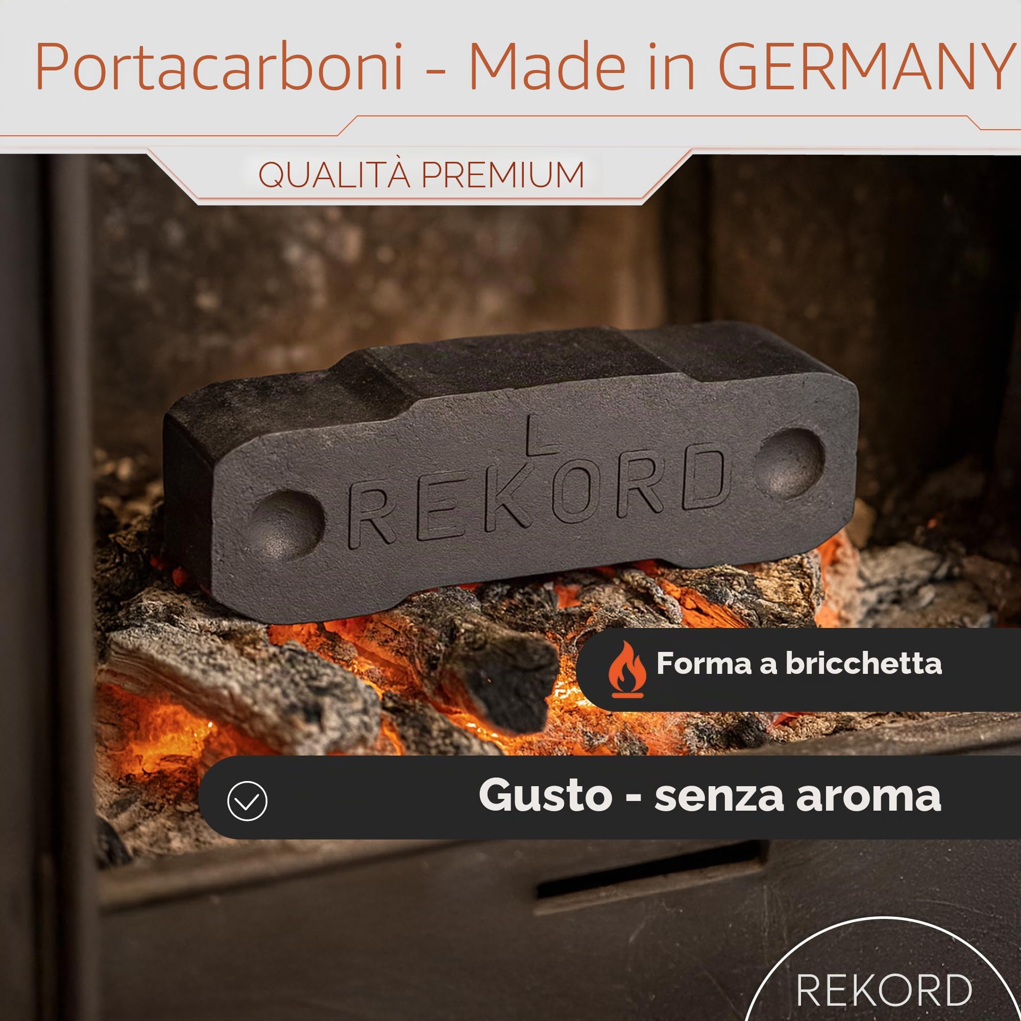 Bricchette di carbone di lignite per camino Rekord, 1 scatola da 25 kg