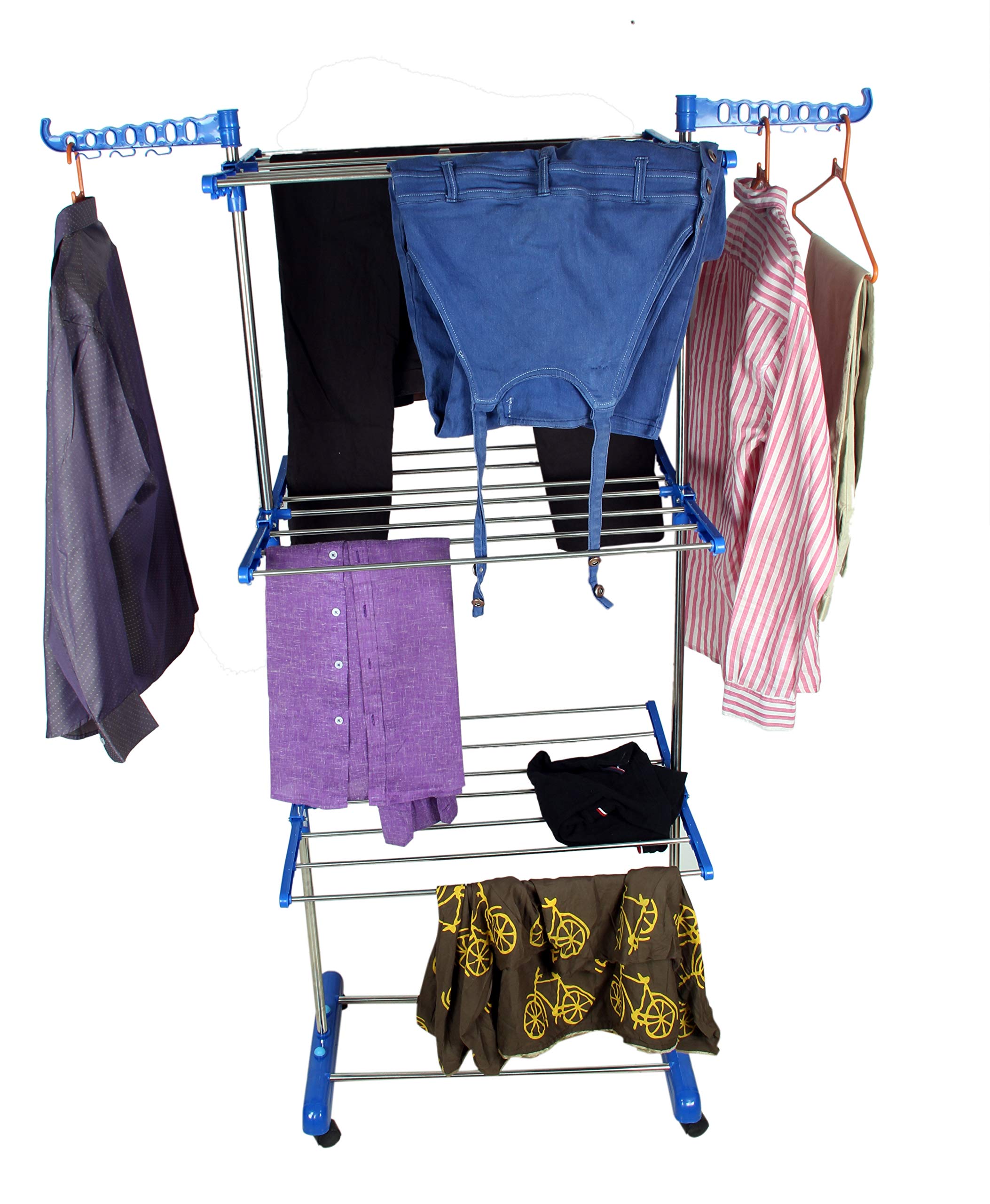 SUNDEX Stainless Steel Double Pole Foldable Cloth Dryer Stand - 2 LEYARS