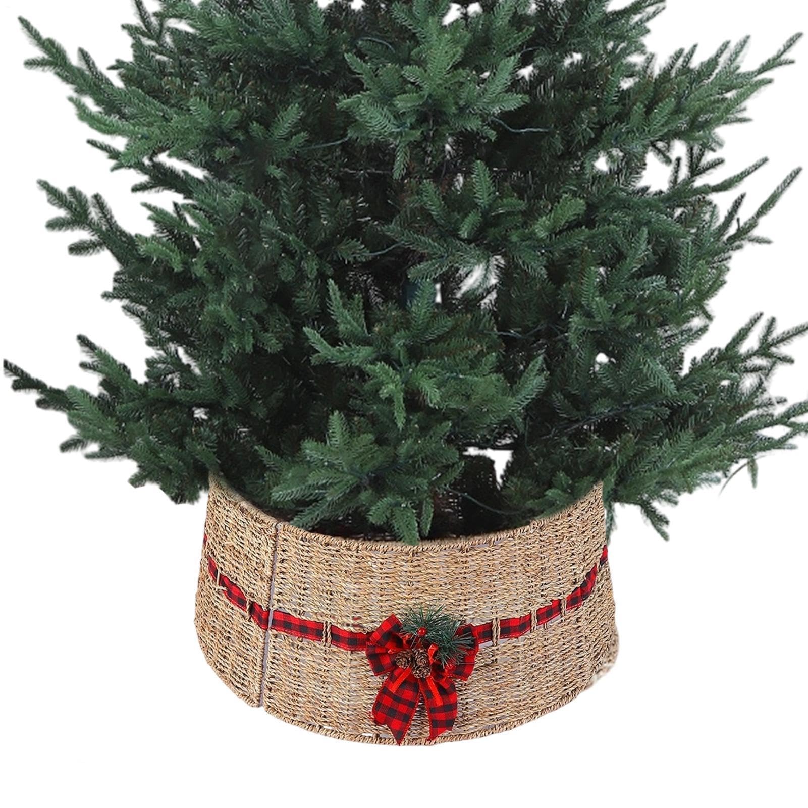 Copribase per albero di Natale 60x26cm Gonna Rustica in Rattan Intrecciato