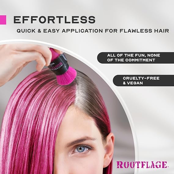 Rootflage Temporary Hair Dye Pink Colored Hair - Shampoo Out Pink Color Powder -Works on Dark Hair (01 Pink Parade)