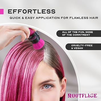 Rootflage Temporary Hair Dye Pink Colored Hair - Shampoo Out Pink Color Powder -Works on Dark Hair (01 Pink Parade)
