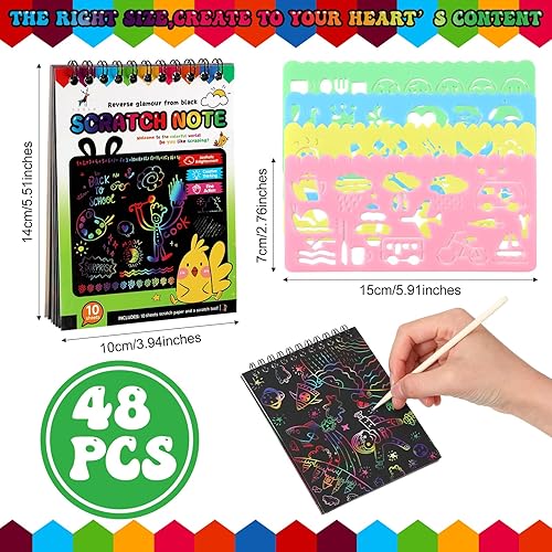 Miniatura 2 de Shappy Cuadernos de papel para rascar, blocs de notas para niños, recuerdos de fiesta de arcoíris, libros para colorear, kit de suministros de arte
