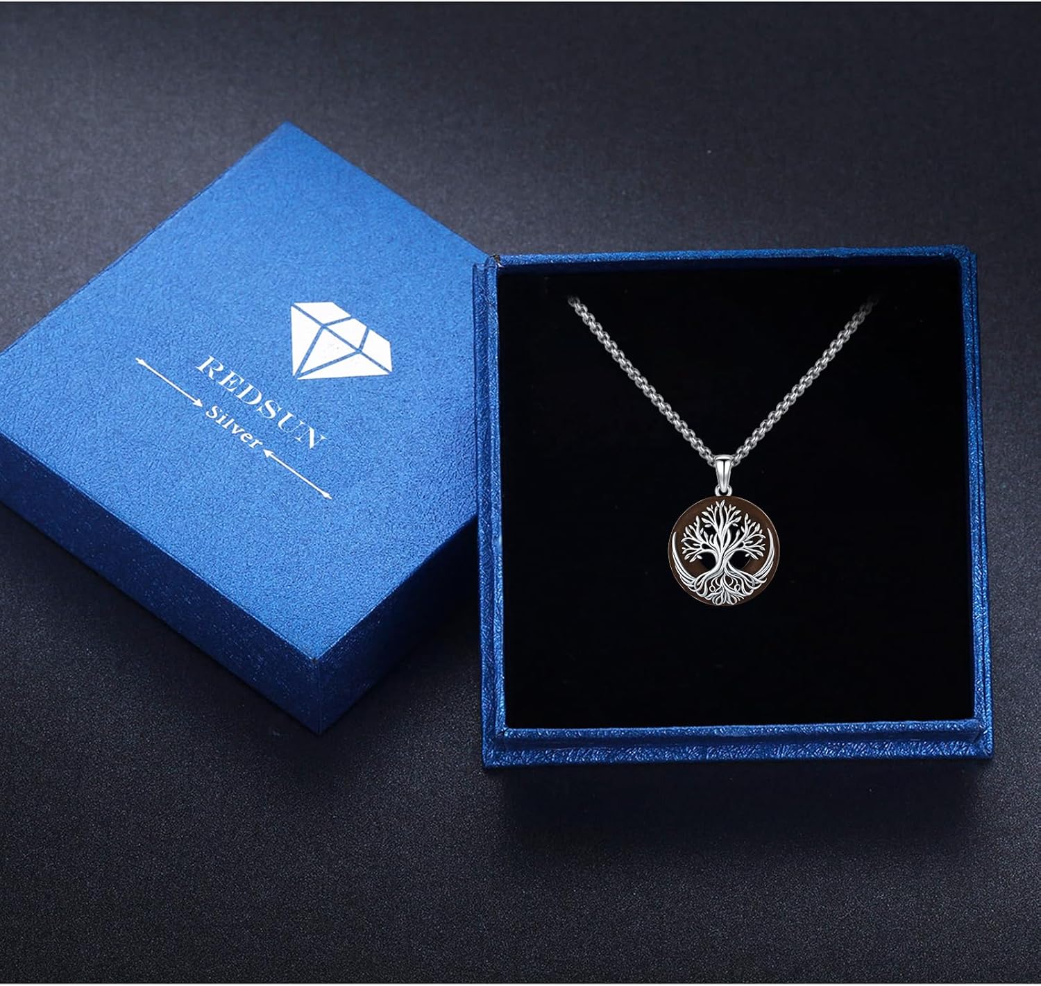 REDSUN Tree of Life Necklace for Women 925 Sterling Silver Ebony Wood Tree of Life Pendant Family Trees Jewelry for Women Men - Image 7
