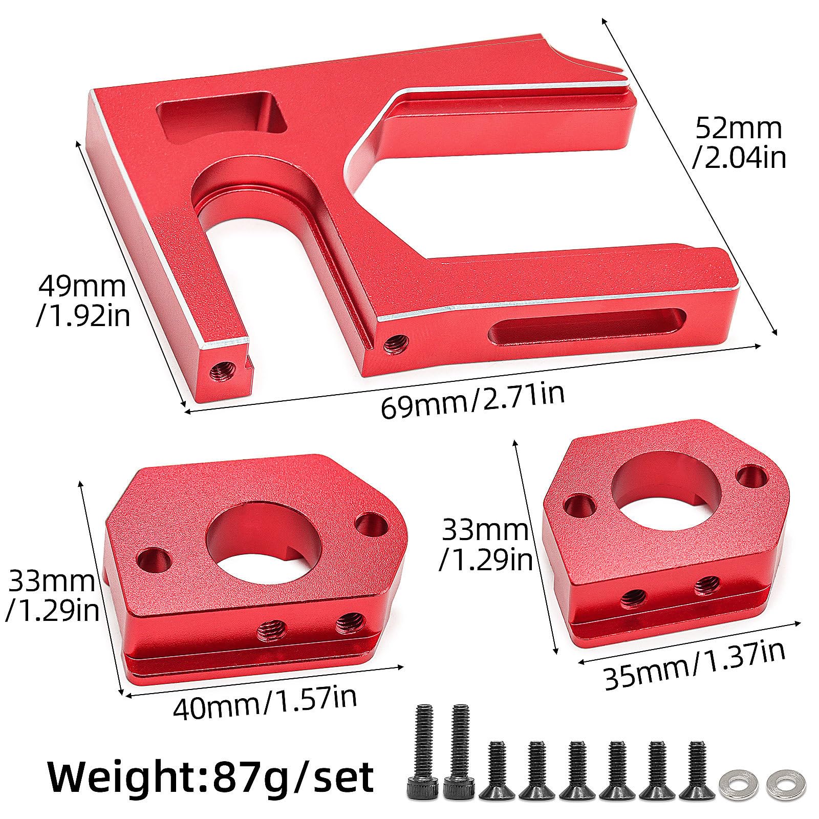 XHSESA Aluminum Center Differential Motor Mount Compatible with 1/8 ARRMA KRATON, Outcast 6S, Talion, Typhon,1/7 RC Car etc 6061 Alloy Upgrade Part with Quick Release & Dual-Slider Design (Black)