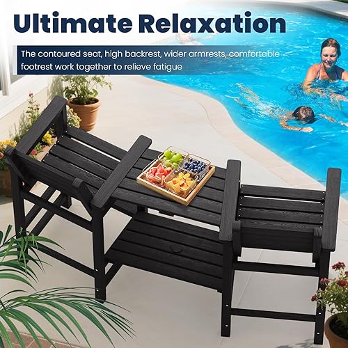 Miniatura 2 de Juego de 2 sillas Adirondack altas de polietileno de alta densidad para todo tipo de clima, sillas Adirondack de altura de barra de polietileno de