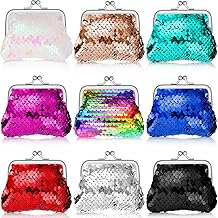 Boao 9 Pieces Sequin Coin Purses Reversible Sequins Mini Wallets Magic Flip Sequins Wallets Purses for Party Favors Gifts