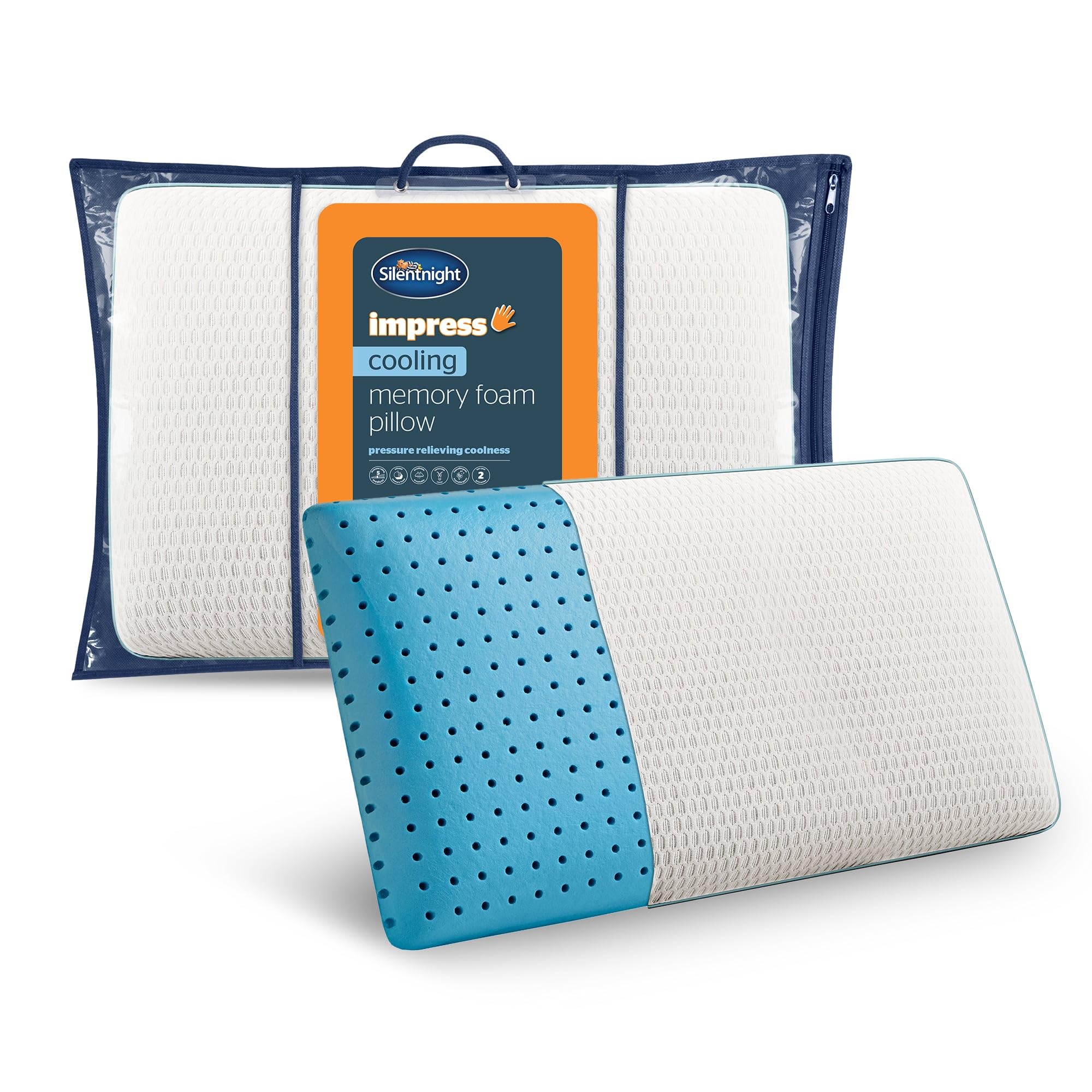 Silentnight Impress Cooling Memory Foam Pillow - Comfortable Pressure Relief - Breathable ...
