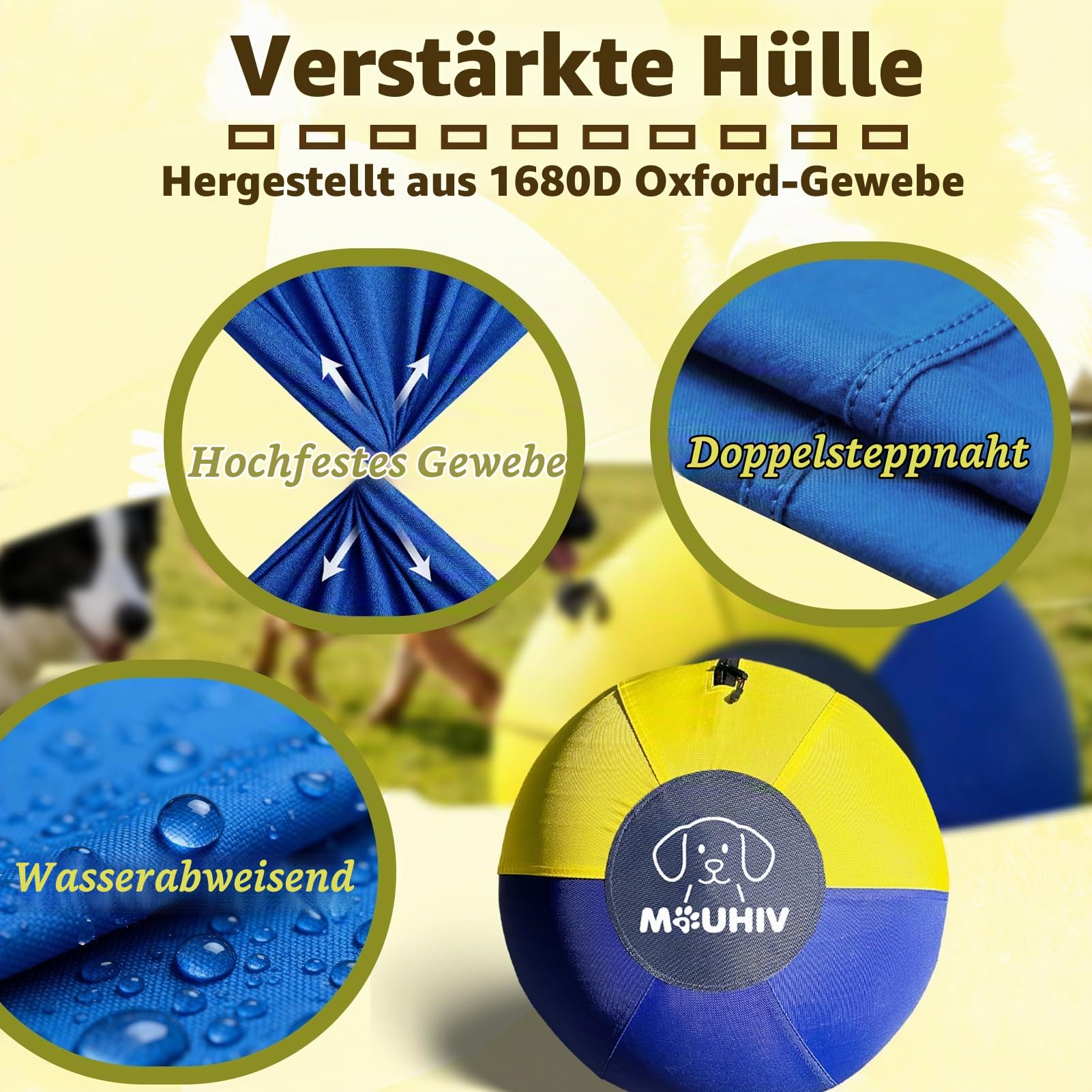 25'' Herding Ball für Hunde, Große Pferdebälle, Hundetrainingsball mit Handpumpe, Interaktiv Hundespielzeug, Hundebälle für Training Outdoor Sport Pferdespielzeug (L)