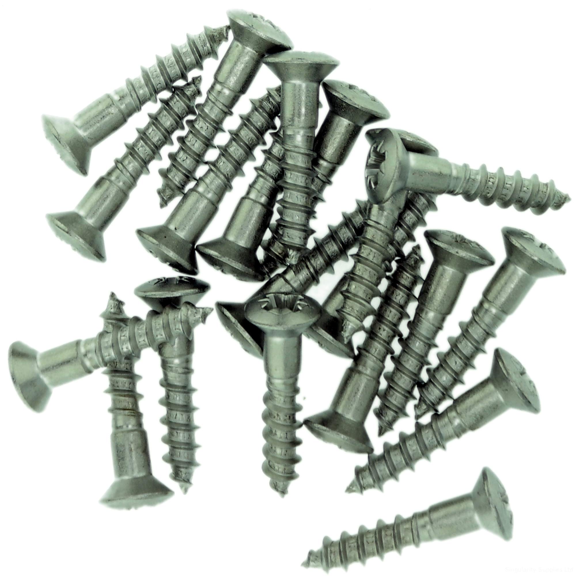 Singularity Supplies No.8 X 0.98 (4.0Mm X 25Mm) Pozi Raised Countersunk Wood Screw - Stainless Steel (A2) (Pack Of 20)