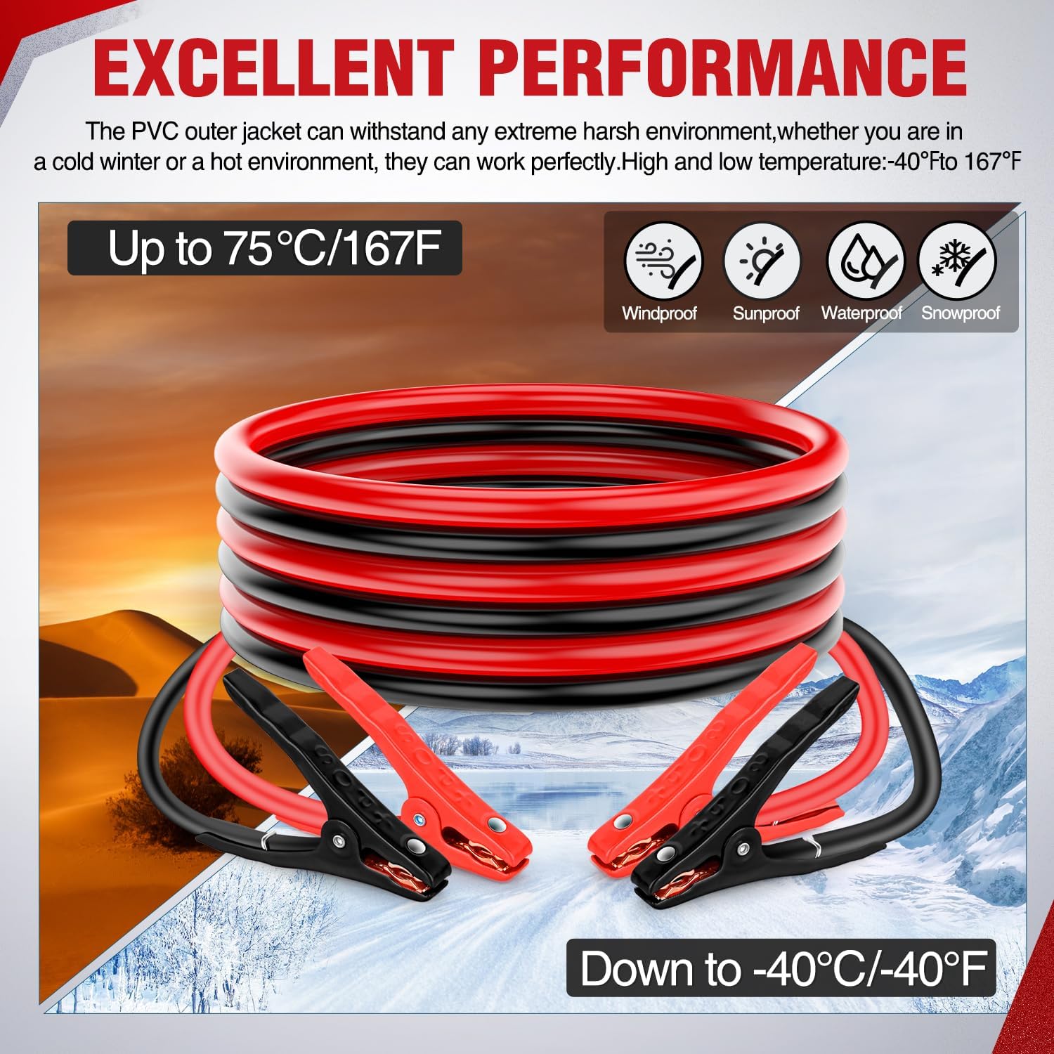 Nilight Jumper Cables for Car Battery 10 Gauge 12 FT Booster Cable Heavy Duty 200 A CCA with Carrying Bag Jump Start Emergency Kit Pickup Vans SUV Sedan Motorcycle