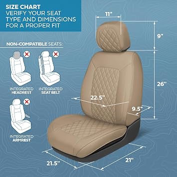 MotorBox Prestige Edition Napa Leather Seat Covers Full Set - Beige Car Seat Covers Front Seats and Back Car Seat Protector, Waterproof and Universal Fit for Most Small to Medium Autos, Trucks & SUVs