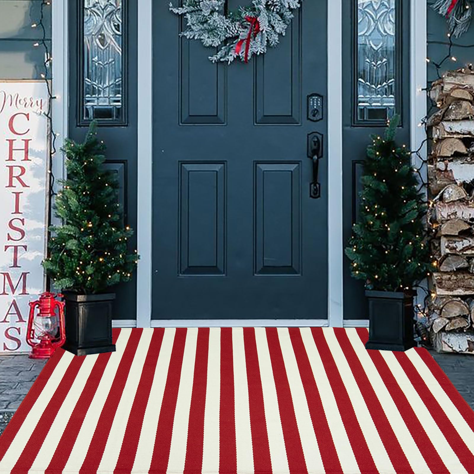 Tapis de Noël extérieur et grand paillasson de bienvenue pour décoration de porche