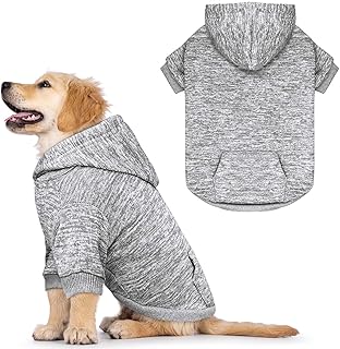 Suéteres para perros pequeños, suéter de forro polar para perro, sudadera suave con capucha de bolsillo para perros pequeños, cachorros (gris y S)