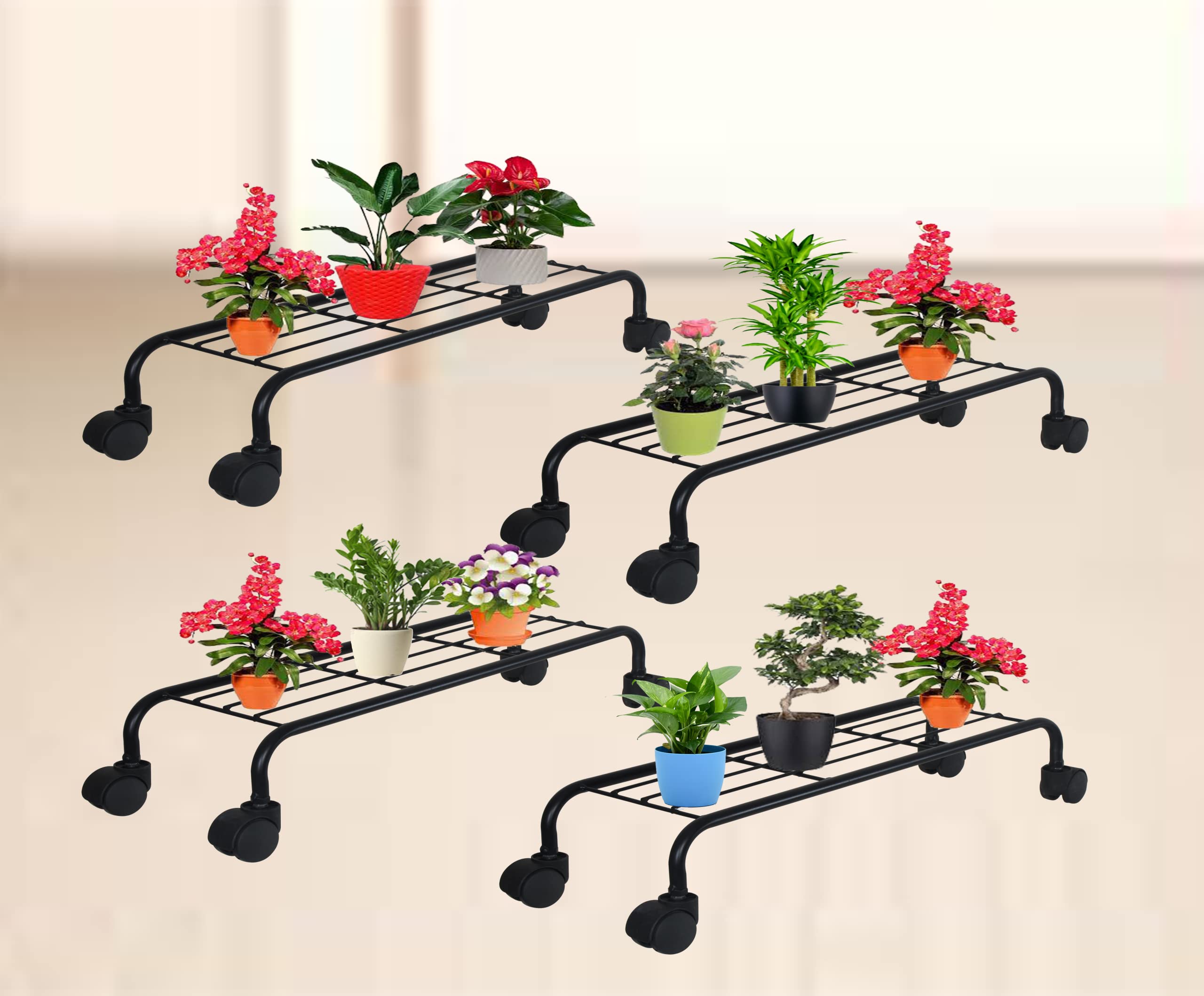D&V ENGINEERING - Creative in innovation Heavy Duty Metal Plant Stand with Rolling Wheels for Indoor Outdoor Plants - Black (Set of 4) (B09TDBNTTK) Amazon Price History, Amazon Price Tracker