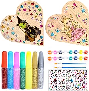 PANMAY Art and Crafts for 8-12, 2Pcs Witch DIY Wooden Jewelry Box Art Craft Supplies Painting Kit Unpainted Storage Box Paintbrush Sticker for Keepsake Gifts Jewelry Box