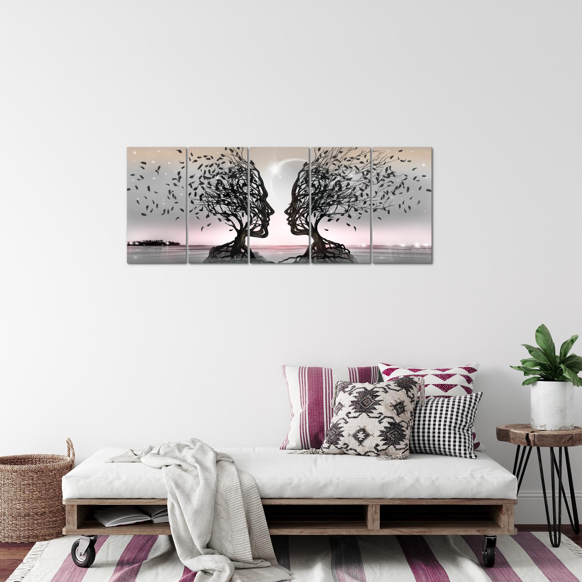 Runa art Tableau Décoration Murale Figures Art Abstrait 120x80 cm - 3 Panneaux Deco Toile Prêt à