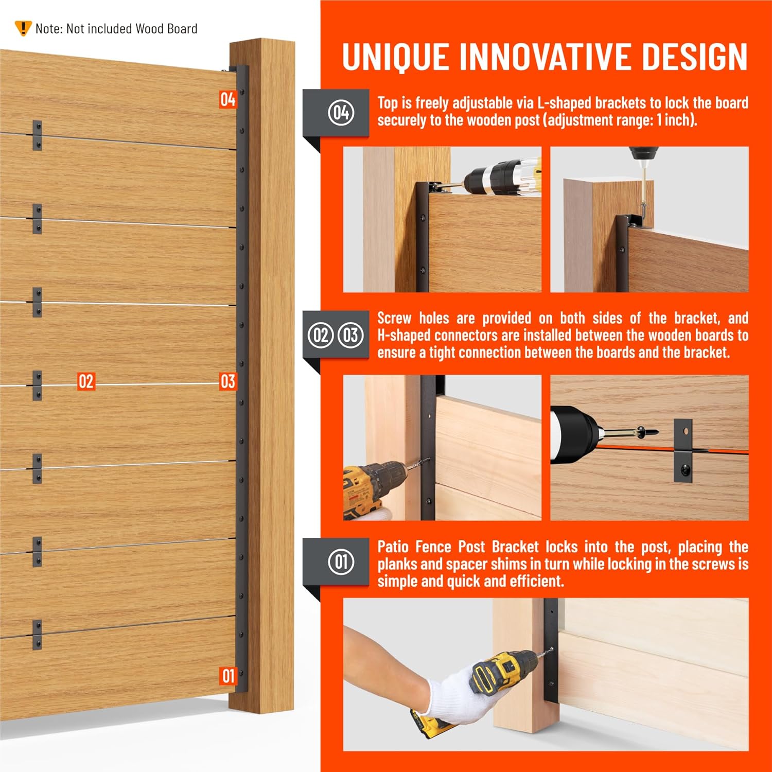 8Pack 4FT Metal Backyard Privacy Fence Panels Post Black