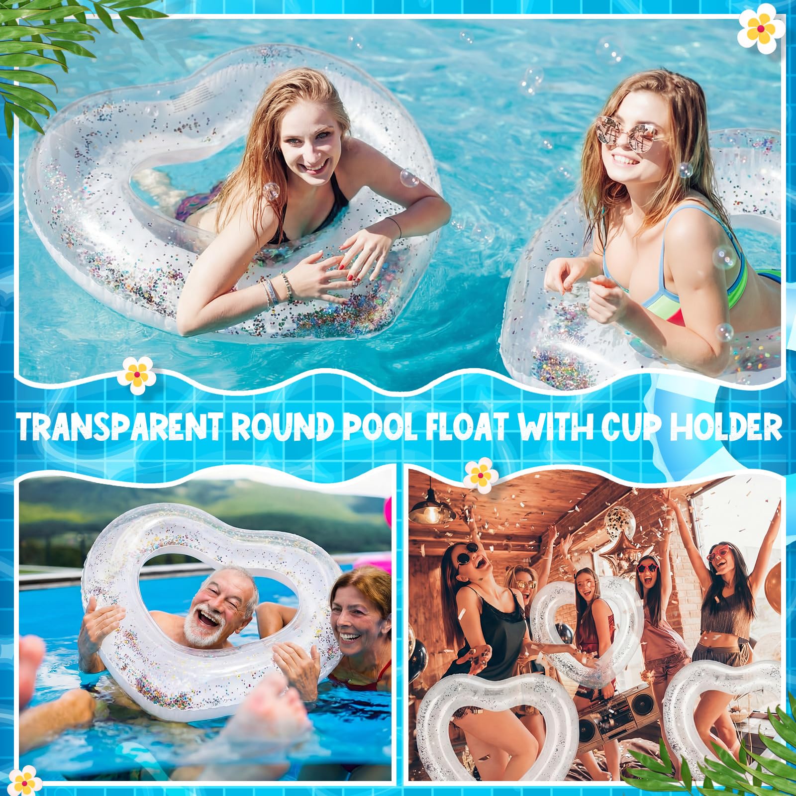Junkin 110 cm x 90 cm bianco cuore piscina galleggiante addio al nubilato gonfiabile nuoto sposa piscina anello acqua sdraio tubo nuoto per fidanzamento, matrimonio, festa estiva in spiaggia