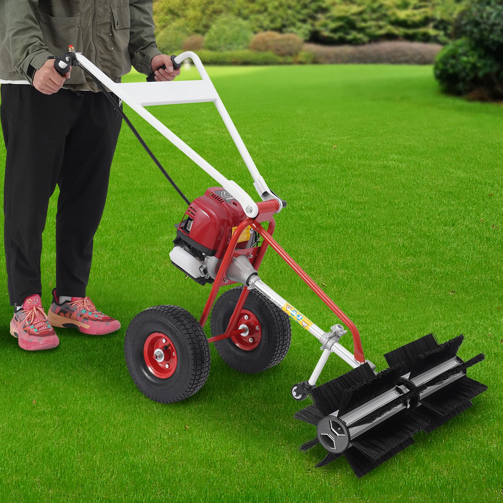 4-Takt Rasenbürste-Kehrmaschine Hand Push-Kehrmaschine Rasenbürste für künstliche Rasen, Wege, Einfahrten, Hofe und Deckbereiche zur Blätterreinigung