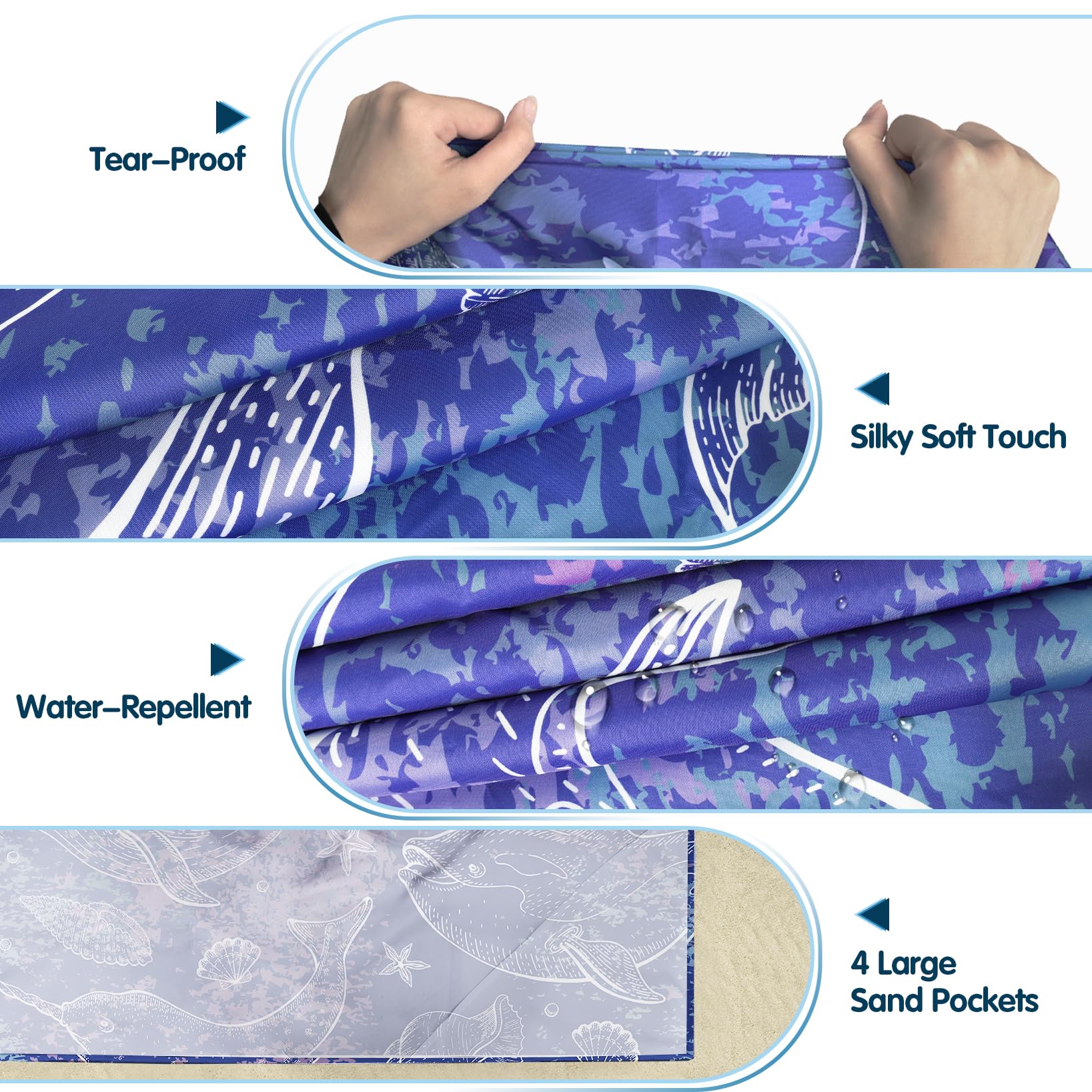 Coperta Spiaggia Sunlit 270x205cm - Tappetino Anti Sabbia Con Tasche Angolari E Borsa - Foto 7