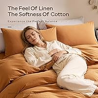 Vista 5 de JELLYMONI Funda nórdica de lino tamaño individual, color ámbar naranja