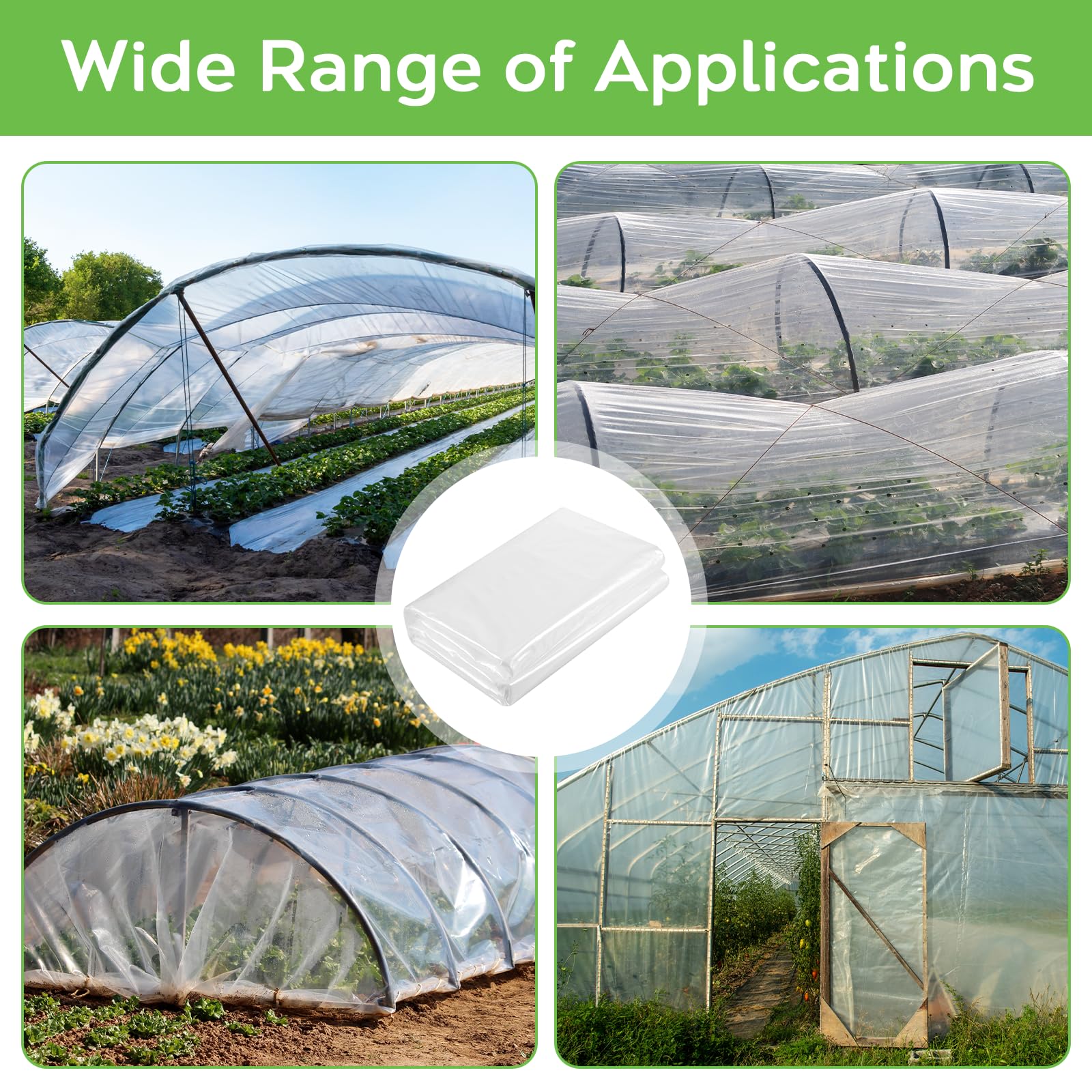 Zocipro 2m x 10m Heavy Duty Clear Polythene Sheeting, Thick Waterproof Dust Sheet, Ideal for Garden Greenhouse - Image 2
