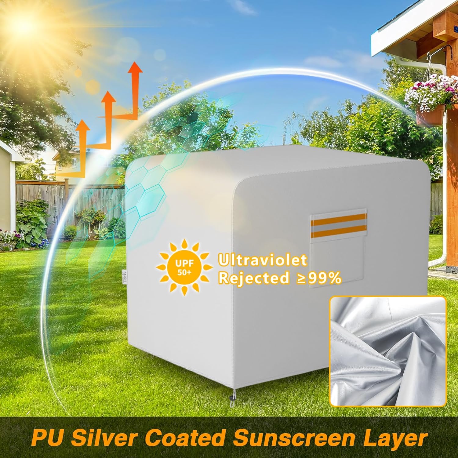 EVRBUL Generator Cover, 38”L x 28”W x 30”H Heavy Duty Waterproof 420D All-Weather Generator Cover with Storage Pocket Compatible with Most Generators 5500-15000 Watt (Gray)