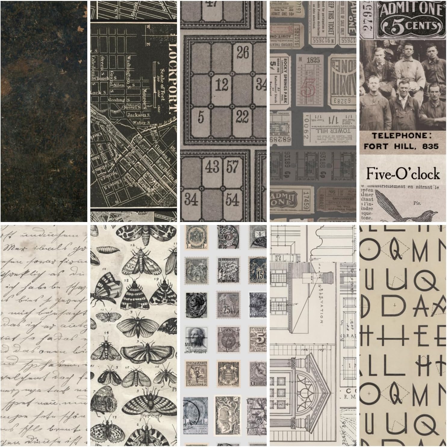 Eclectic Elements Palette: Charcoal Fat Eighth Bundle (10 Pieces) by Tim Holtz for FreeSpirit