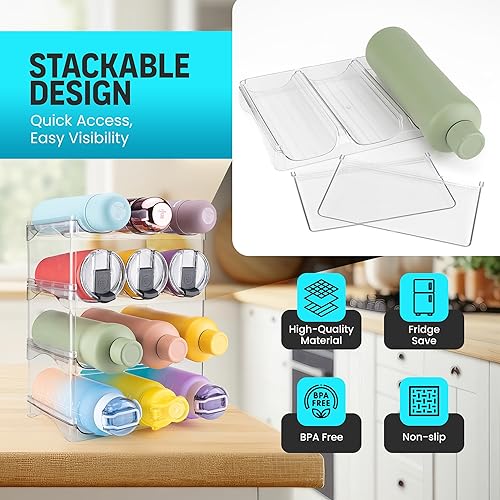 Miniatura 3 de Organizador de botellas de agua para gabinete, organizador de botellas para gabinete, paquete de 4 soportes para botellas de agua, almacenamiento de