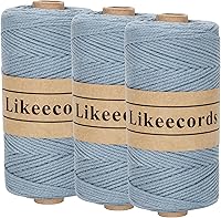 Vista 51 de 100% Algodón Hilo de Ganchillo para Bolsa de 2 mm 170 m Cuerda de Macramé de 2 mm Hilo de Crochet Cuerda de Macramé Regalo para Tejedor (Azul Verde)