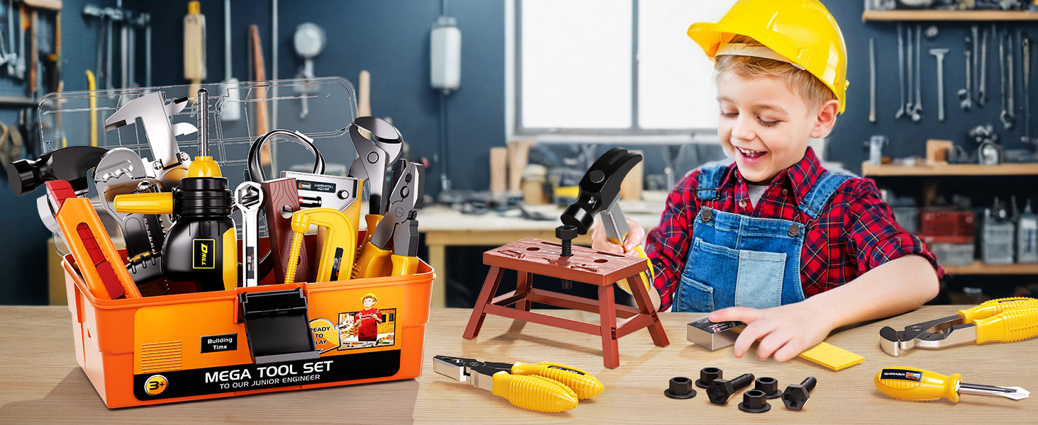 Pixnor - - 45PC Kids Tool Toy Sets Construction Toolbox Pretend Toys With Electric Drill US - View #3