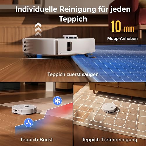 roborock Qrevo S Pro Set Robot Aspirateur Laveur 18 500 Pa, 45 °C Séchage à l’air Chaud, 75 °C Autonettoyant à Haute Température, Évitement d'obstacles et Navigation Intelligente, Anti-enchevêtrements - 7