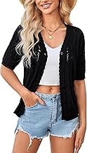 Yekaty Womens 2025 Short Sleeve Crochet Summer Cardigan Cropped Button Sweater Lightweight Shrug for Dress