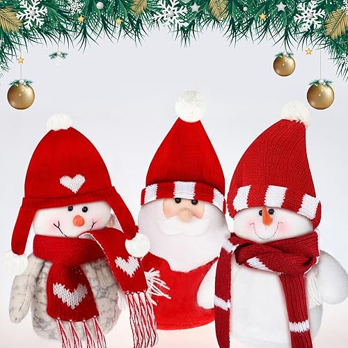 Miniatura 4 de Paquete de 4 unidades de ropa de muñeca de Navidad, mini muñeco de nieve, sombreros, bufandas, sombrero de punto de Papá Noel, bufanda de árbol de
