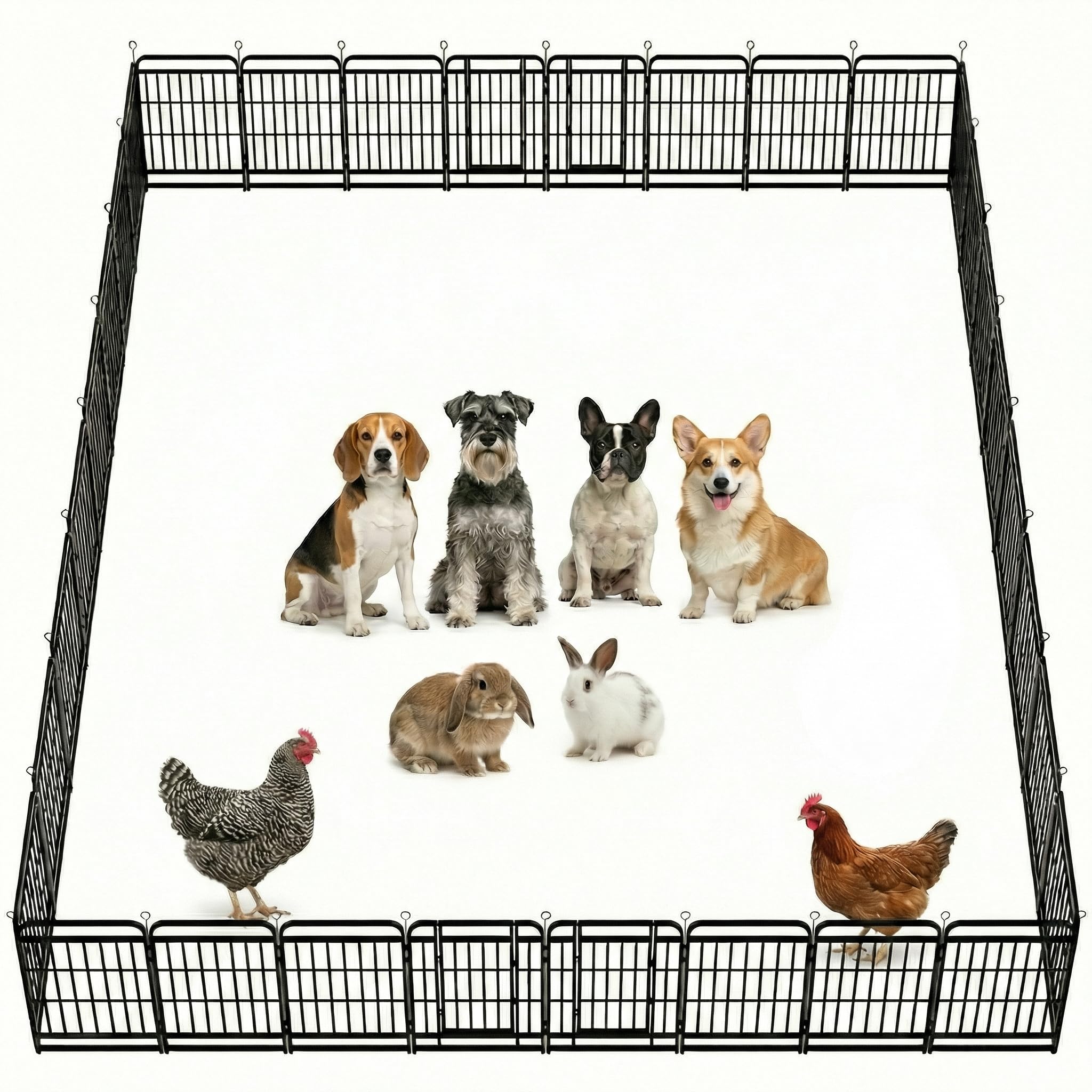 Dog Playpen Outdoor 32 Panels 32'' Rustproof Metal Dog Fence with Gate Small Medium Portable Large Dog Play Pen 72FT, 192 Sq.ft for RV Camping, Trips, Play Yard