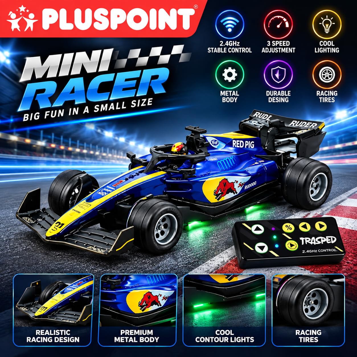 F1 RC Car with LED Lights - 2.4GHz Remote Control -2 F1 RC Car with LED Lights - 2.4GHz Remote Control -2