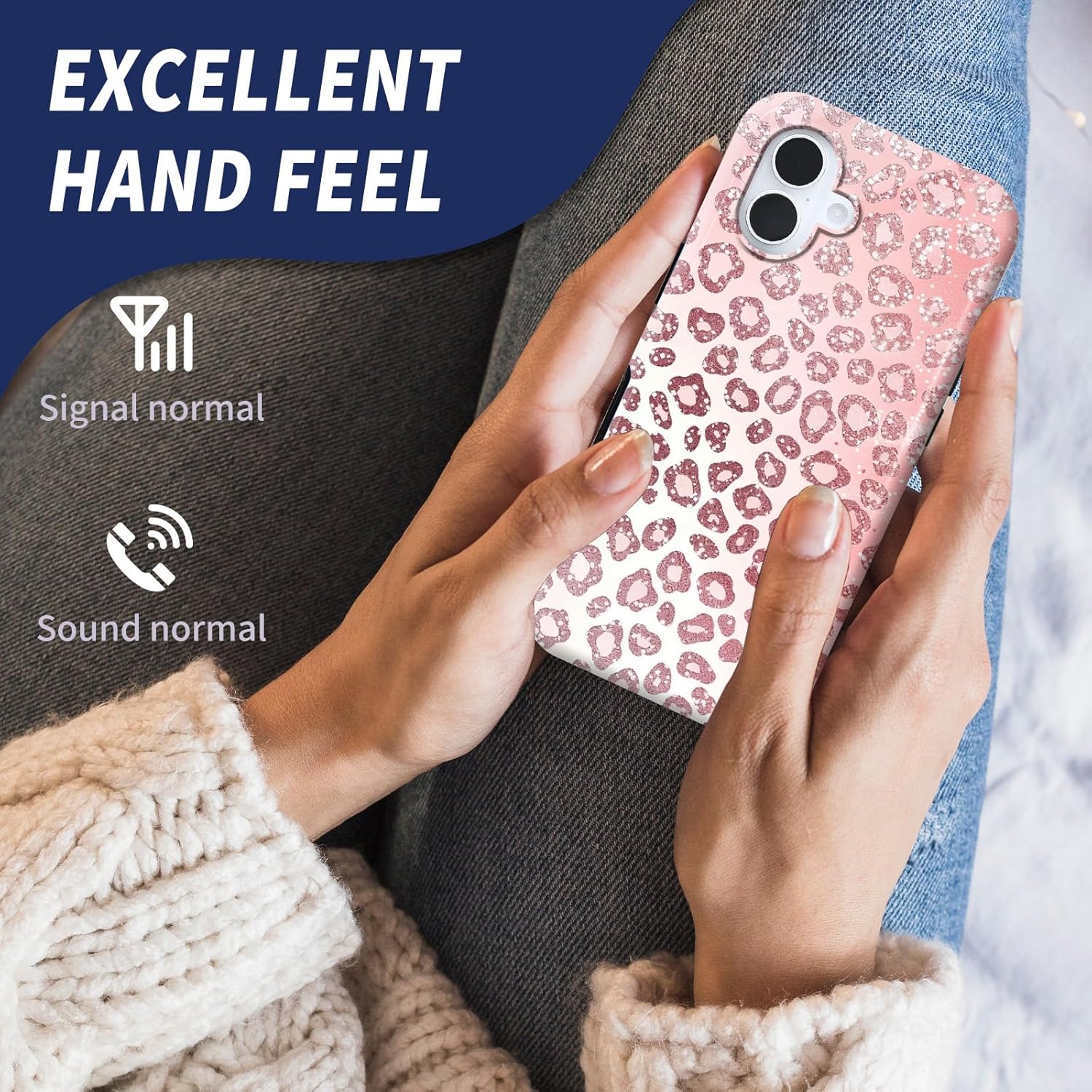 Slim Dual-Layer Hybrid Case for iPhone 16 Plus,Ultra Protective PC Hard Shell + Soft Silicone Cover,Shockproof,Scratch-Resistant,Anti-Yellowing Design,Pink Leopard Print Glitter - Image 5