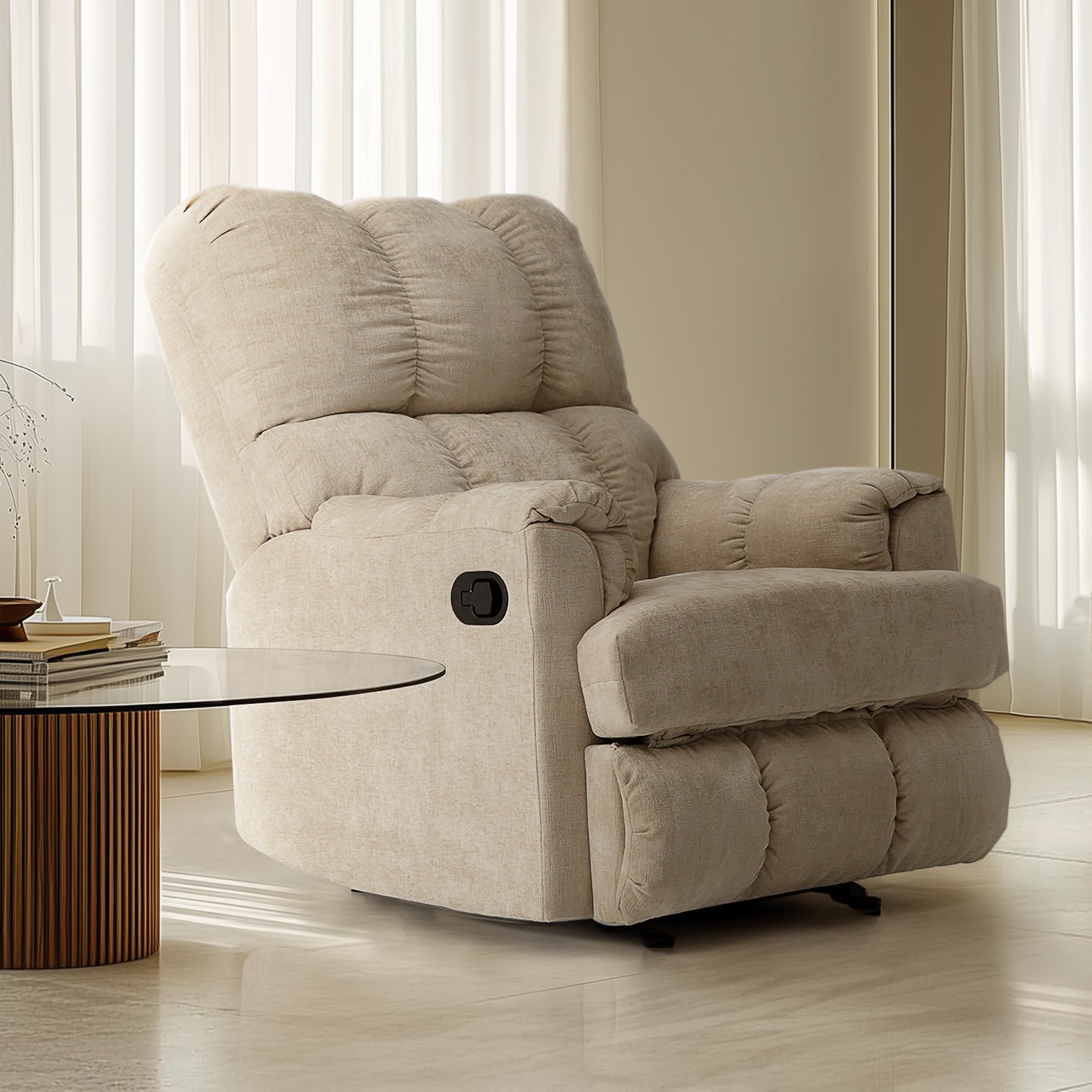 SIMTONAL Chenille Recliner Chair, Wide Rocker Chair with Forward and Backward Glide, Oversized Upholstered Single Sofa with Overstuffed Arms and Back,