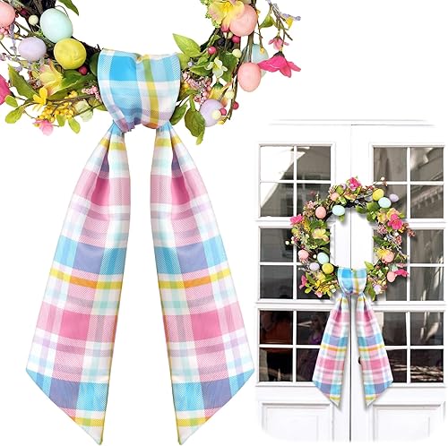 Miniatura 18 de VitalCozy Cinta de corona del 4 de julio para puerta delantera, banda de satén para bordado, guirnalda de monograma, accesorios de cinta, fiesta