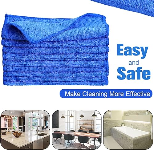 Miniatura 4 de Paño de limpieza de microfibra de 6 x 6 pulgadas, trapos de limpieza razonables, toallas de microfibra para lavado en seco para autos (azul, 50