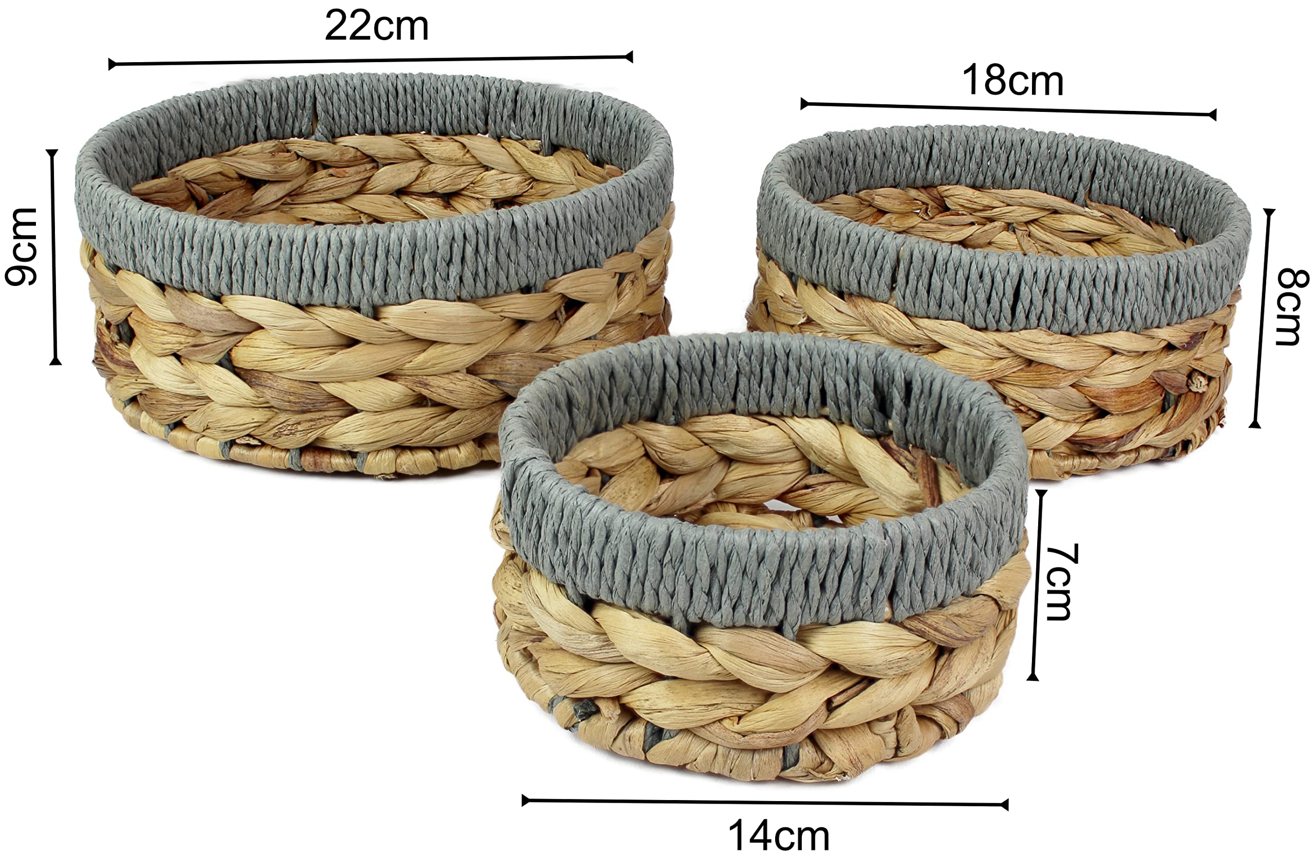Piccoli cestini quadrati in giacinto d'acqua per la conservazione. Naturale con bordi verdi per ripiani aperti cestino decorativo regalo mini vassoio organizer da cucina (1 x confezione, medio 18 cm