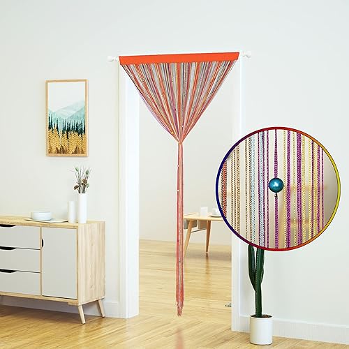 Miniatura 2 de YaoYue Cortina de Hilos con Cuentas para Puerta, Cortinas de Hilos para Puerta con Borlas, Cuentas Colgantes, Flecos, Divisores de Habitación